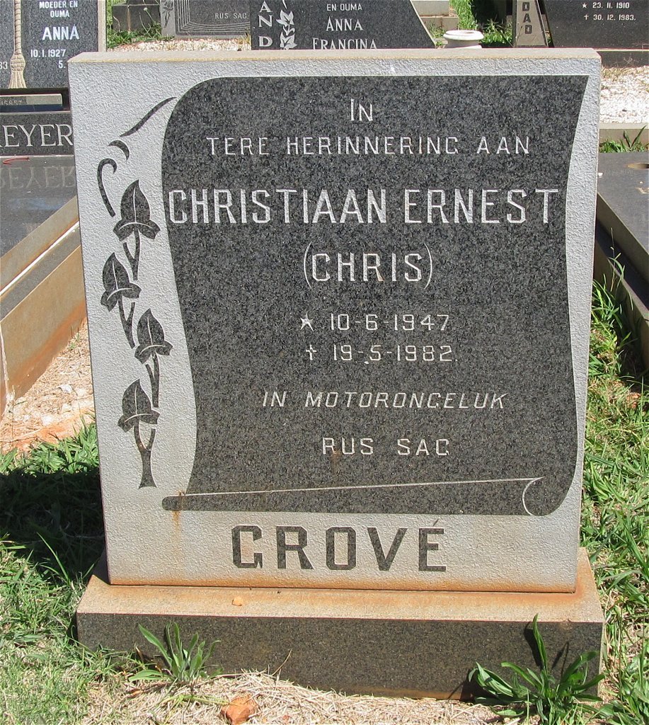 GROVE Christiaan Ernest 1947-1982