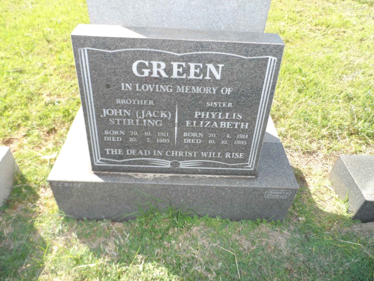 GREEN John Stirling 1911-1995 :: GREEN Phyllis Elizabeth 1914-1995