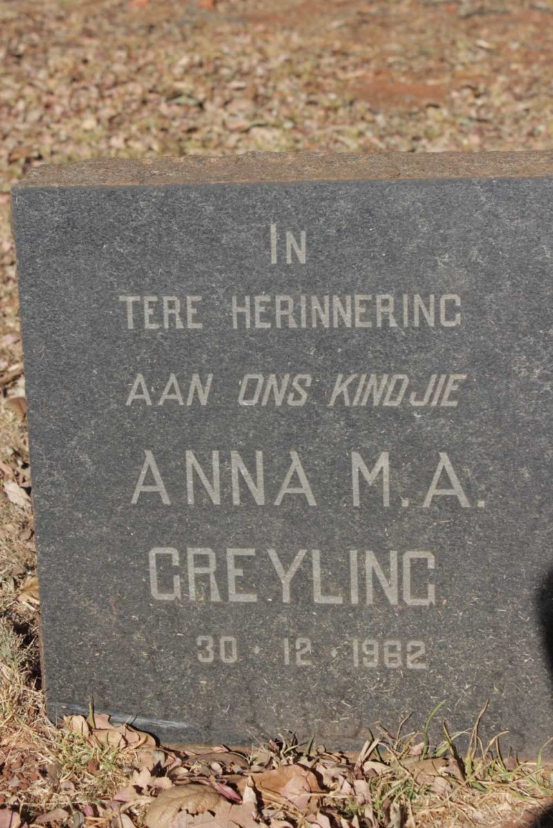 GREYLING Anna M.A. 1962-1962