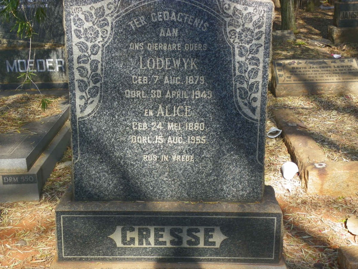 GRESSE Lodewyk 1879-1949 &amp; Alice 1880-1955