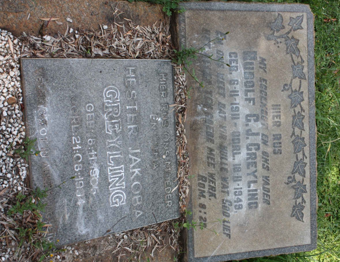 GREYLING Rudolf G.J. 1911-1949 &amp; Hester Jakoba 1905-1994