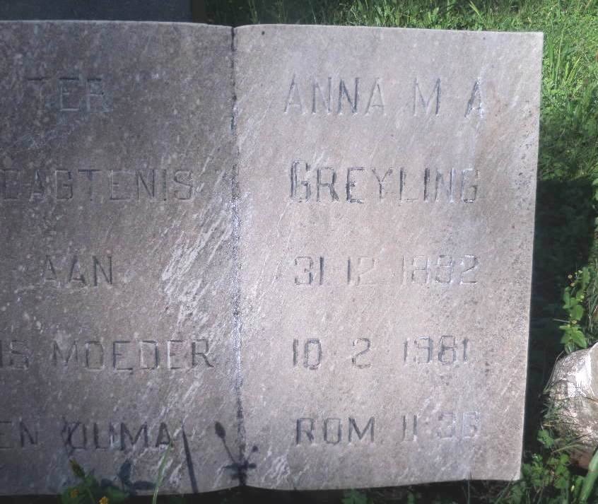 GREYLING Anna M.A. 1892-1981