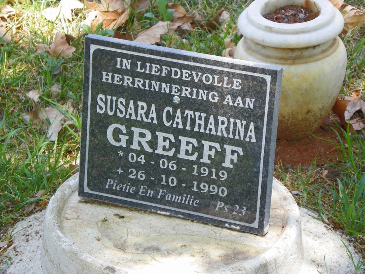 GREEFF Susara Catharina 1919-1990