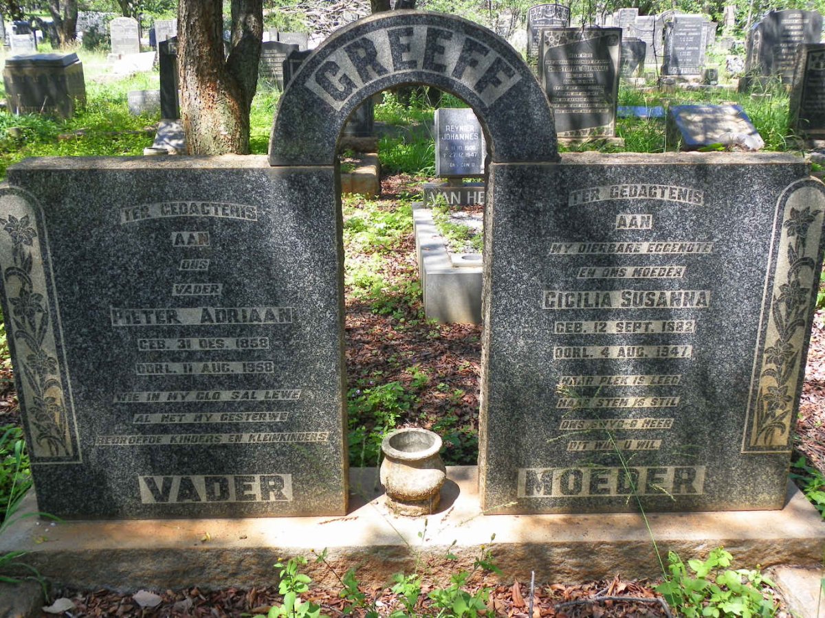 GREEFF Pieter Adriaan 1858-1958 &amp; Cicilia Susanna 1882-1947