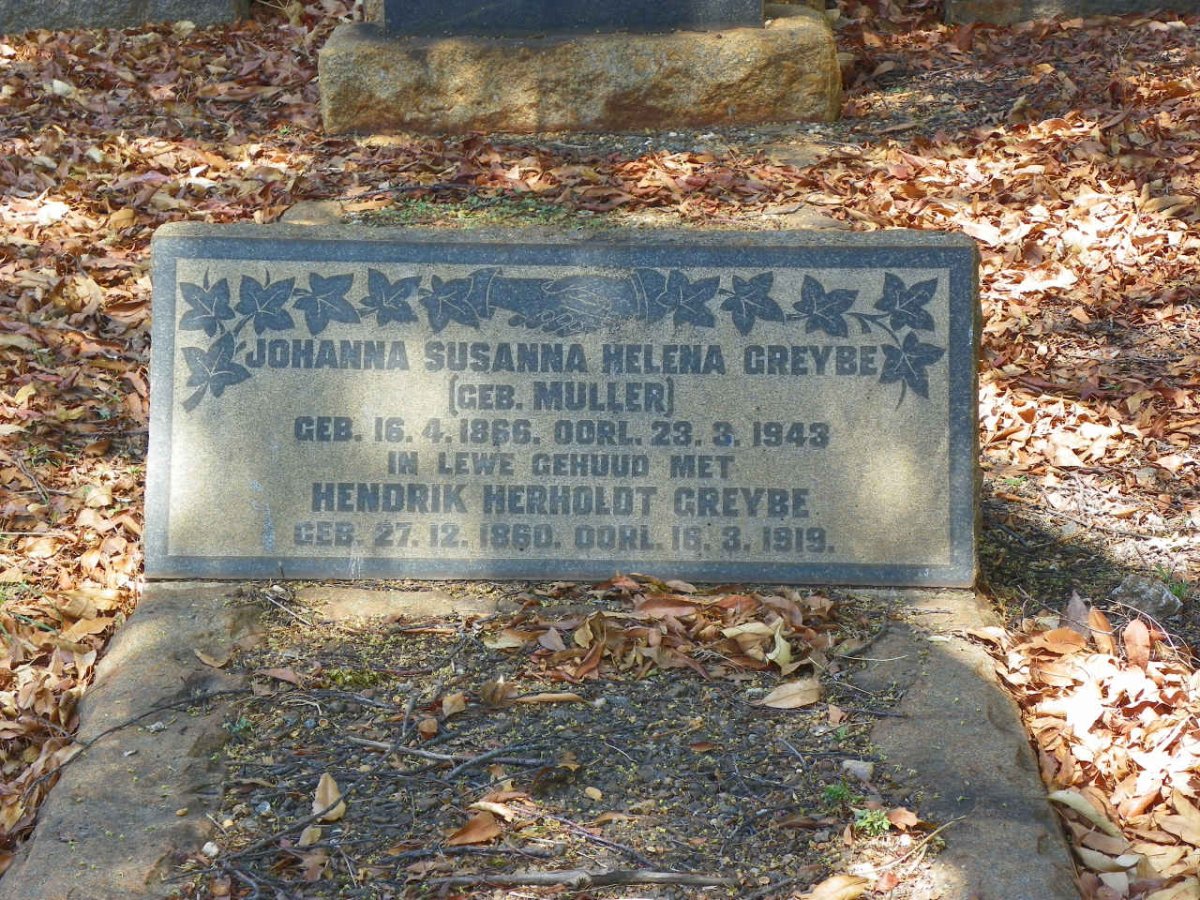 GREYBE Hendrik Herholdt 1860-1919 &amp; Johanna Susanna Helena MULLER 1866-1943