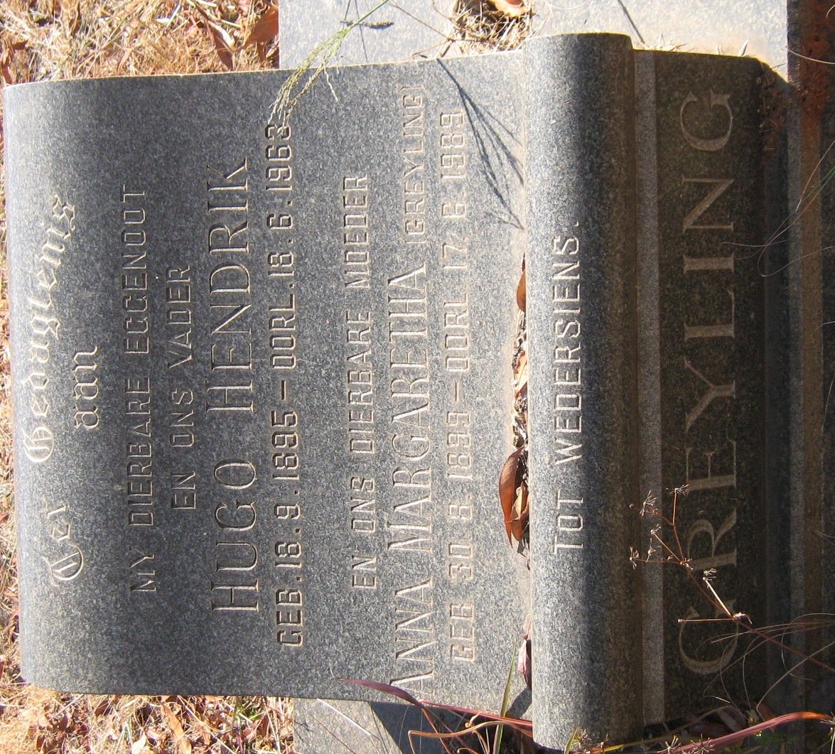 GREYLING Hugo Hendrik 1895-1963 &amp; Anna Margaretha GREYLING 1899-1989