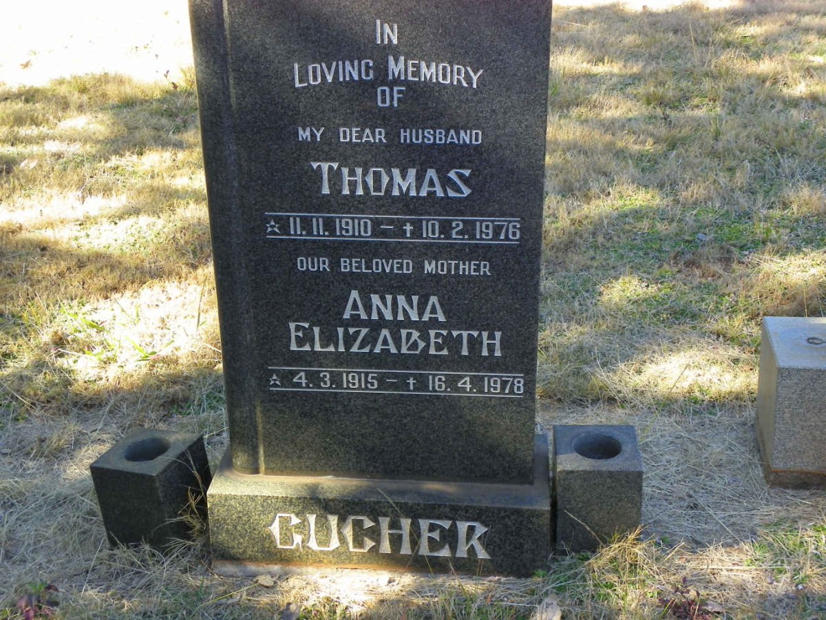 GUCHER Thomas 1910-1976 &amp; Anna Elizabeth 1915-1978