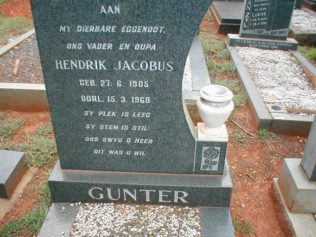 GUNTER Hendrik Jacobus 1905-1968