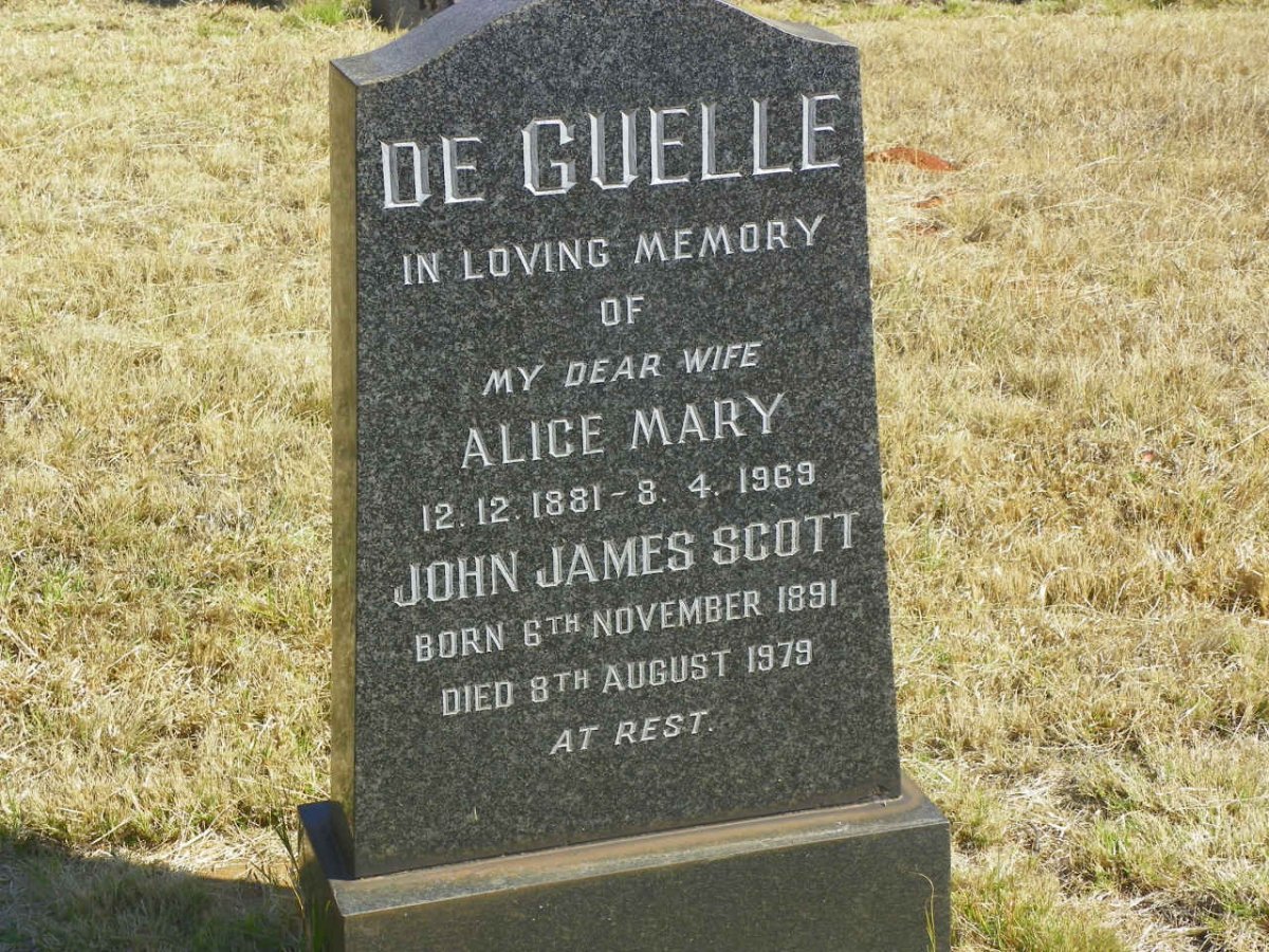 GUELLE John James Scott, de 1891-1979 &amp; Alice Mary 1881-1969