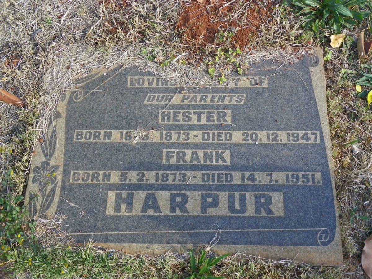 HARPUR Frank 1873-1951 &amp; Hester 1873-1947