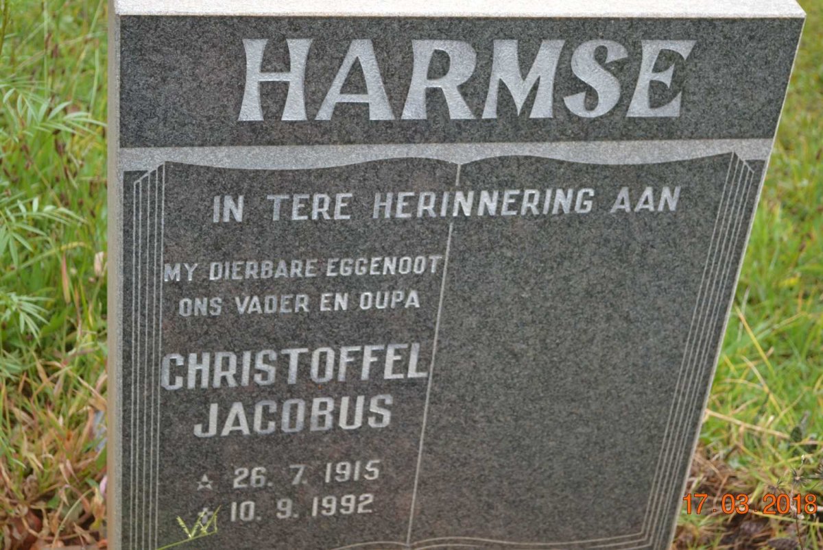 HARMSE Christoffel Jacobus 1915-1992