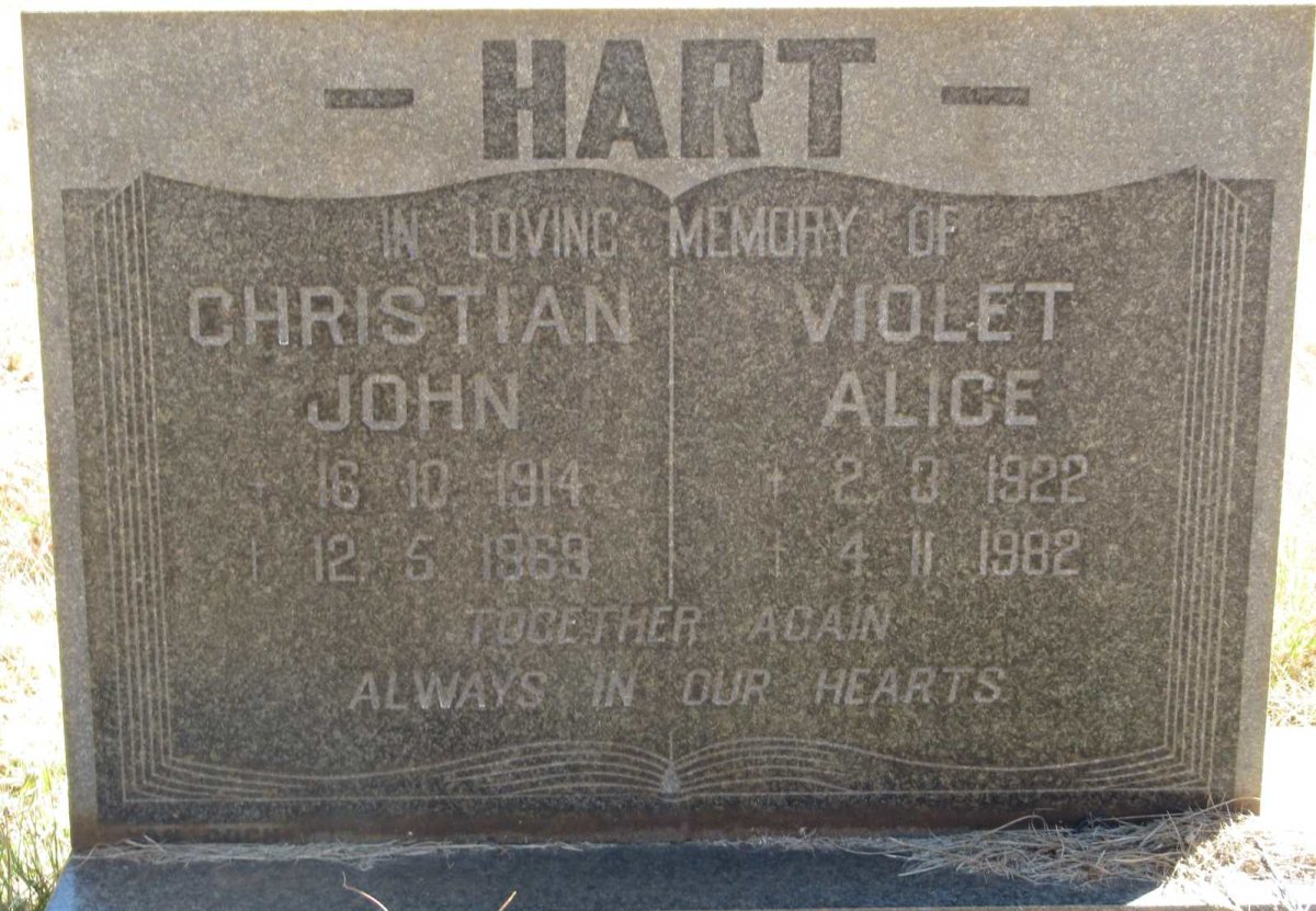 HART Christian John 1914-1969 &amp; Violet Alice 1922-1982
