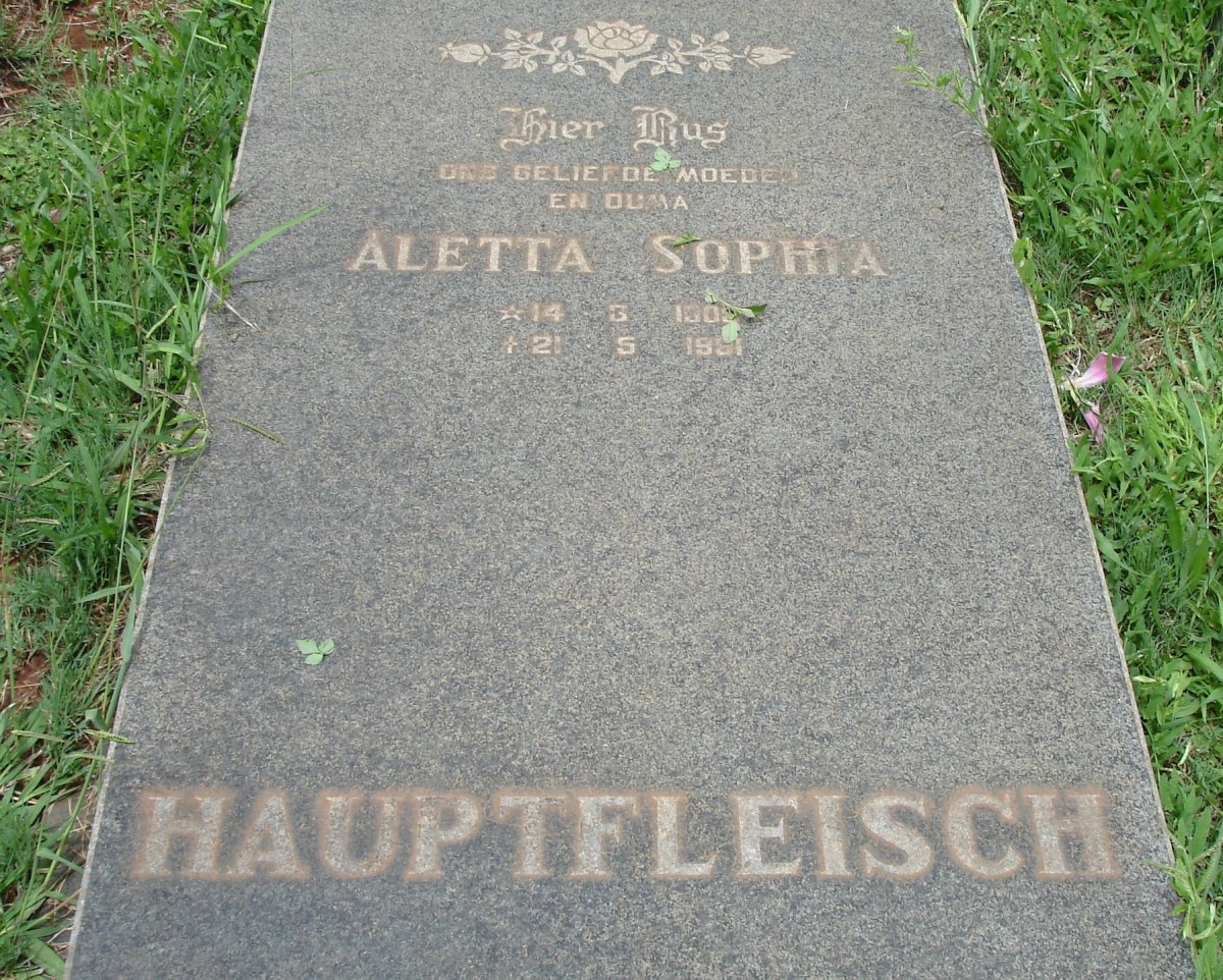 HAUPTFLEISCH Aletta Sophia 190?-1981
