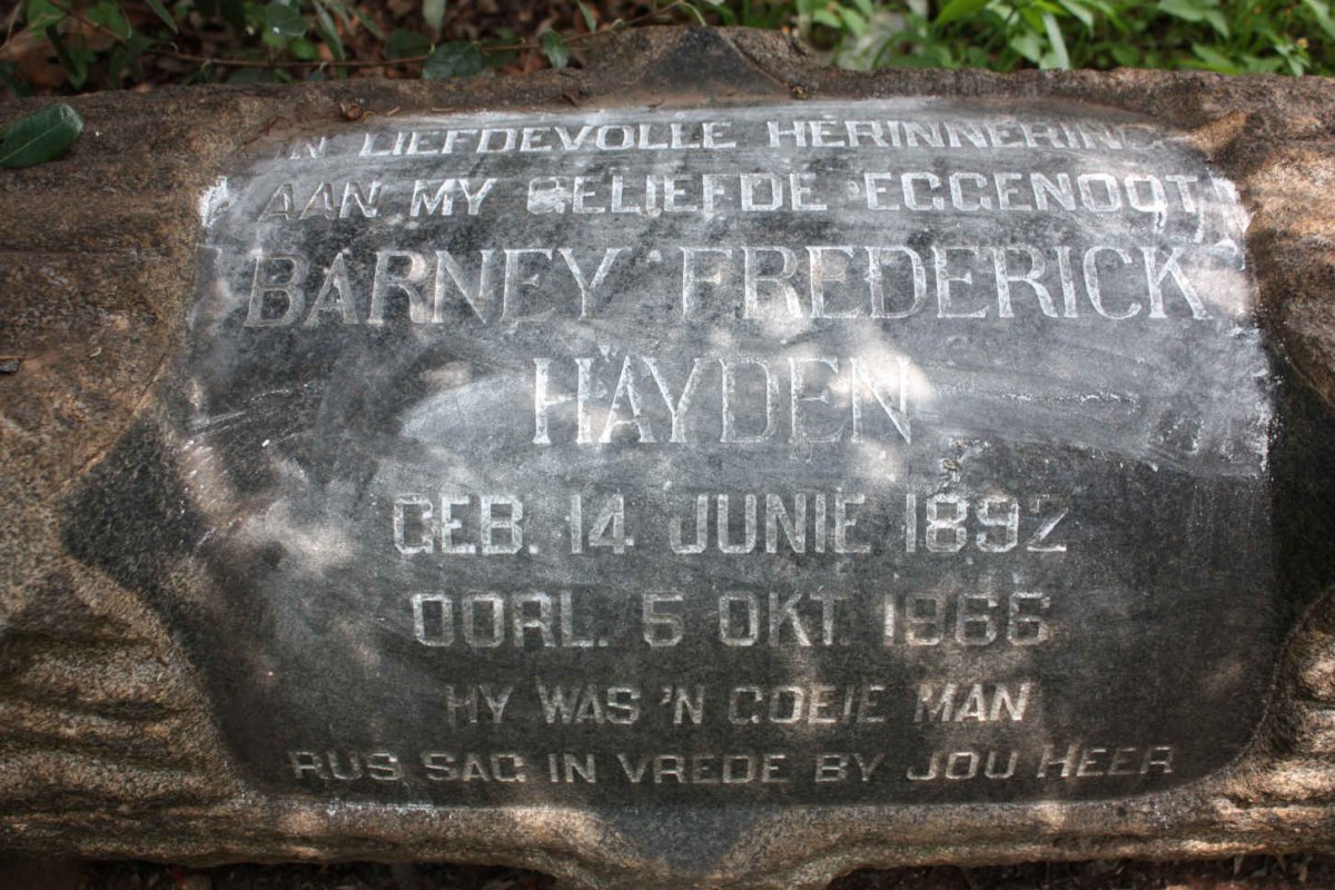 HAYDEN Barney Frederick 1892-1966