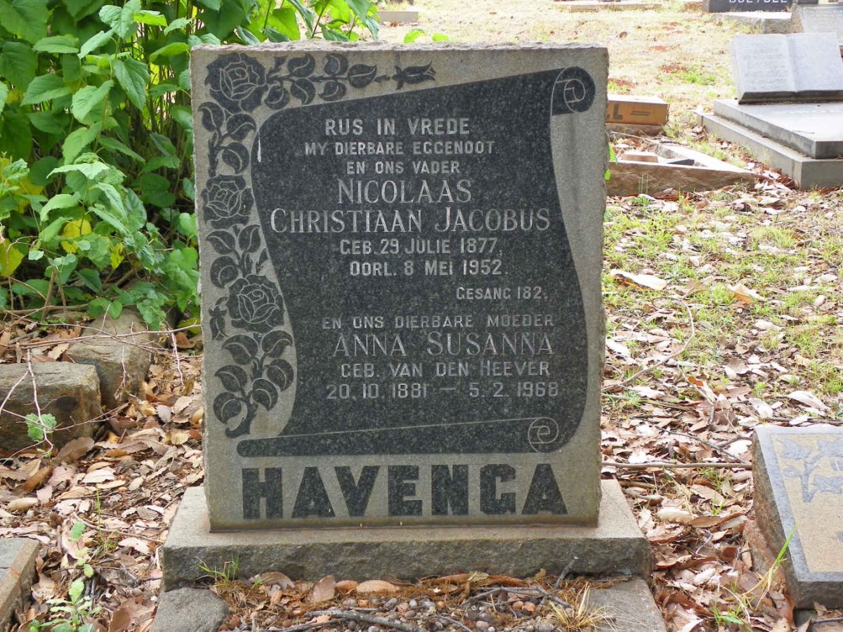 HAVENGA Nicolaas Christiaan Jacobus 1877-1952 &amp; Anna Susanna VAN DEN HEEVER 1881-1968