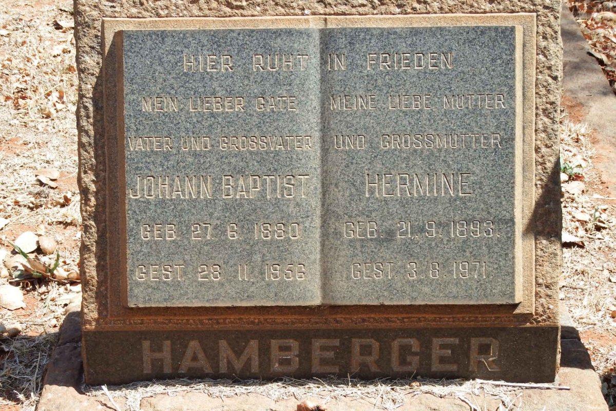 HAMBERGER Johann Baptist 1880-1956 &amp; Hermine 1893-1971