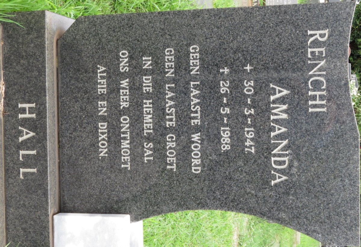 HALL Renchi Amanda 1947-1988