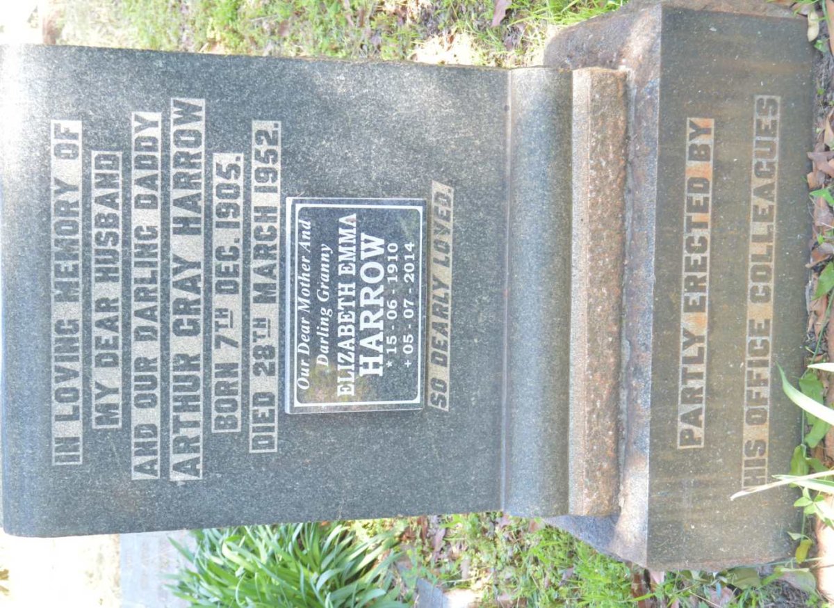 HARROW Arthur Gray 1905-1952 &amp; Elizabeth Emma 1910-2014