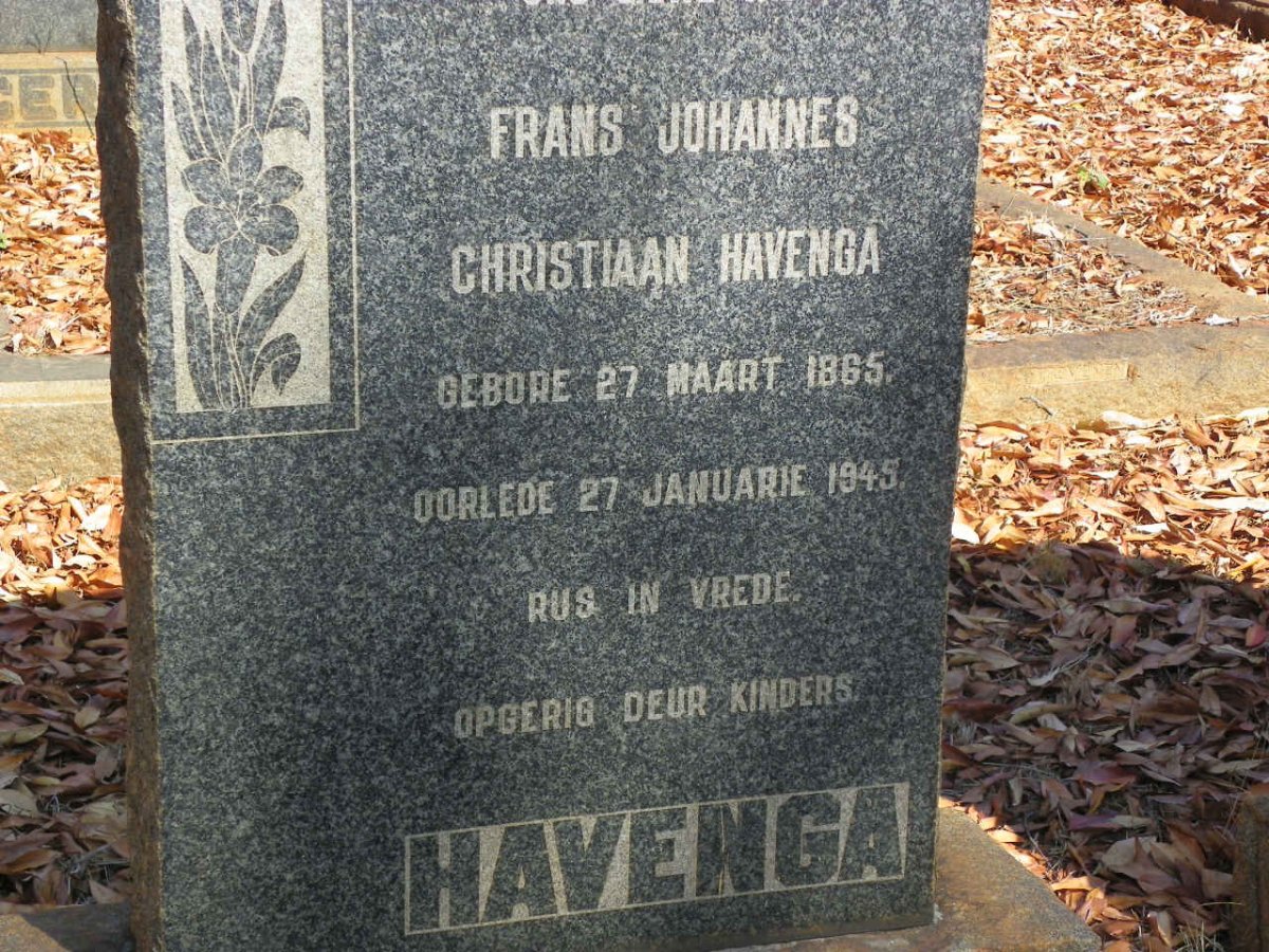 HAVENGA Frans Johannes Christiaan 1865-1945