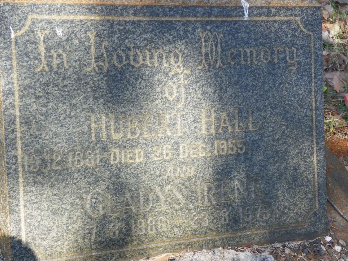 HALL Hubert -1955 &amp; Gladys Irene 1886-1979