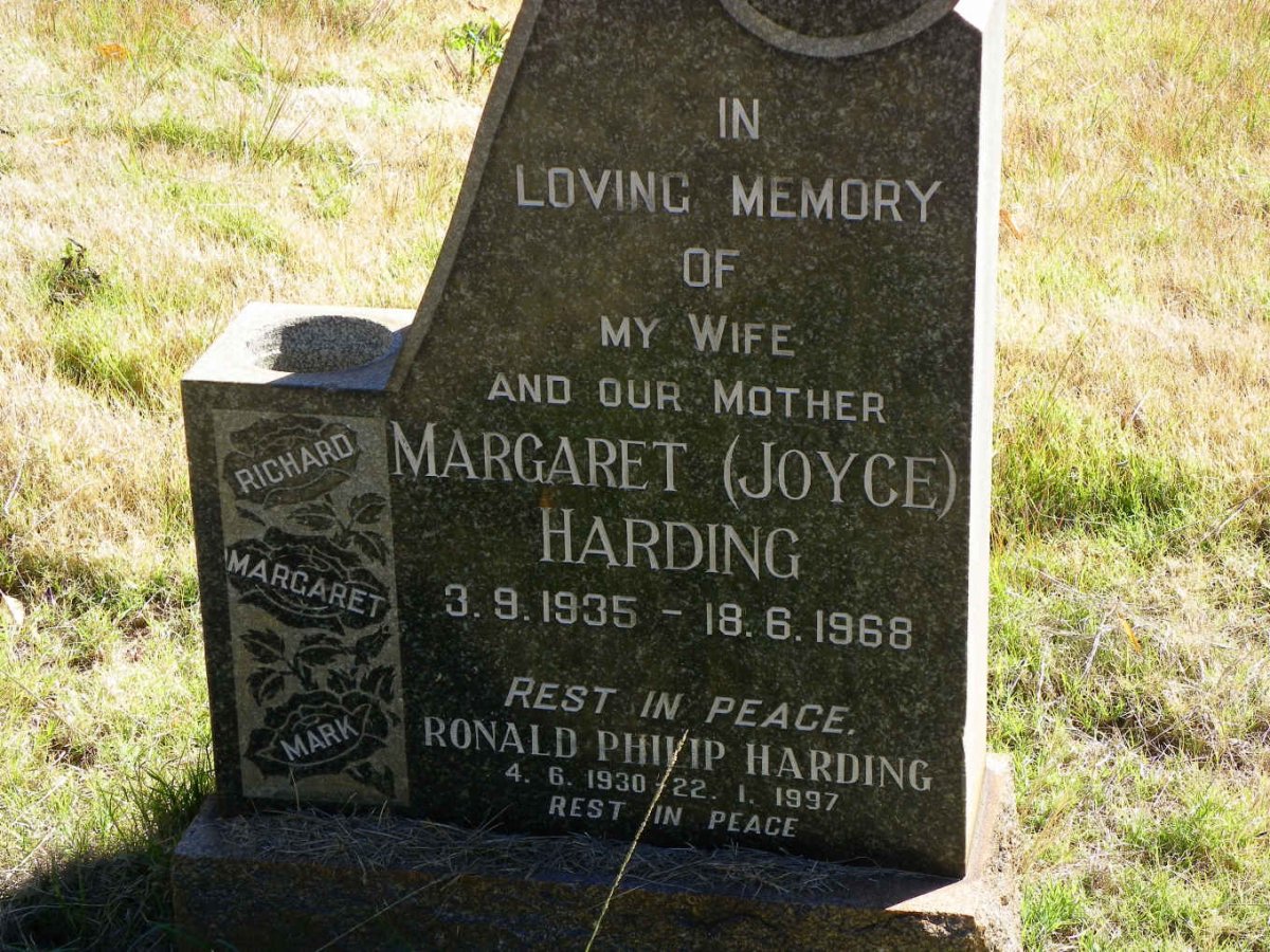 HARDING Ronald Philip 1930-1997 &amp; Margaret 1935-1968