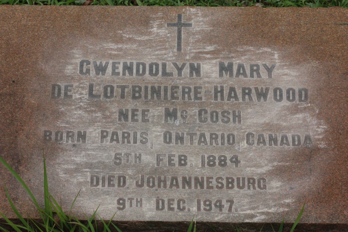 HARWOOD Gwendolyn Mary de Lotbiniere nee MCCOSH 1884-1947