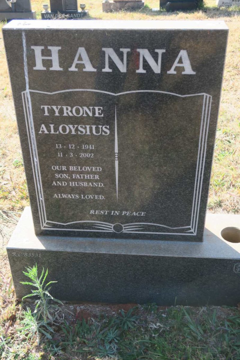HANNA Tyrone Aloysius 1941-2002