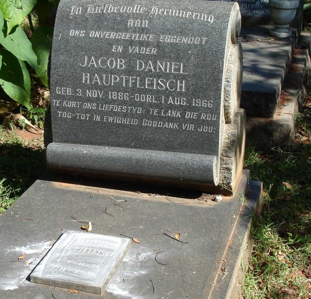 HAUPTFLEISCH Jacob Daniel 1886-1966 :: HAUPTFLEISCH Talitha 1907-1995