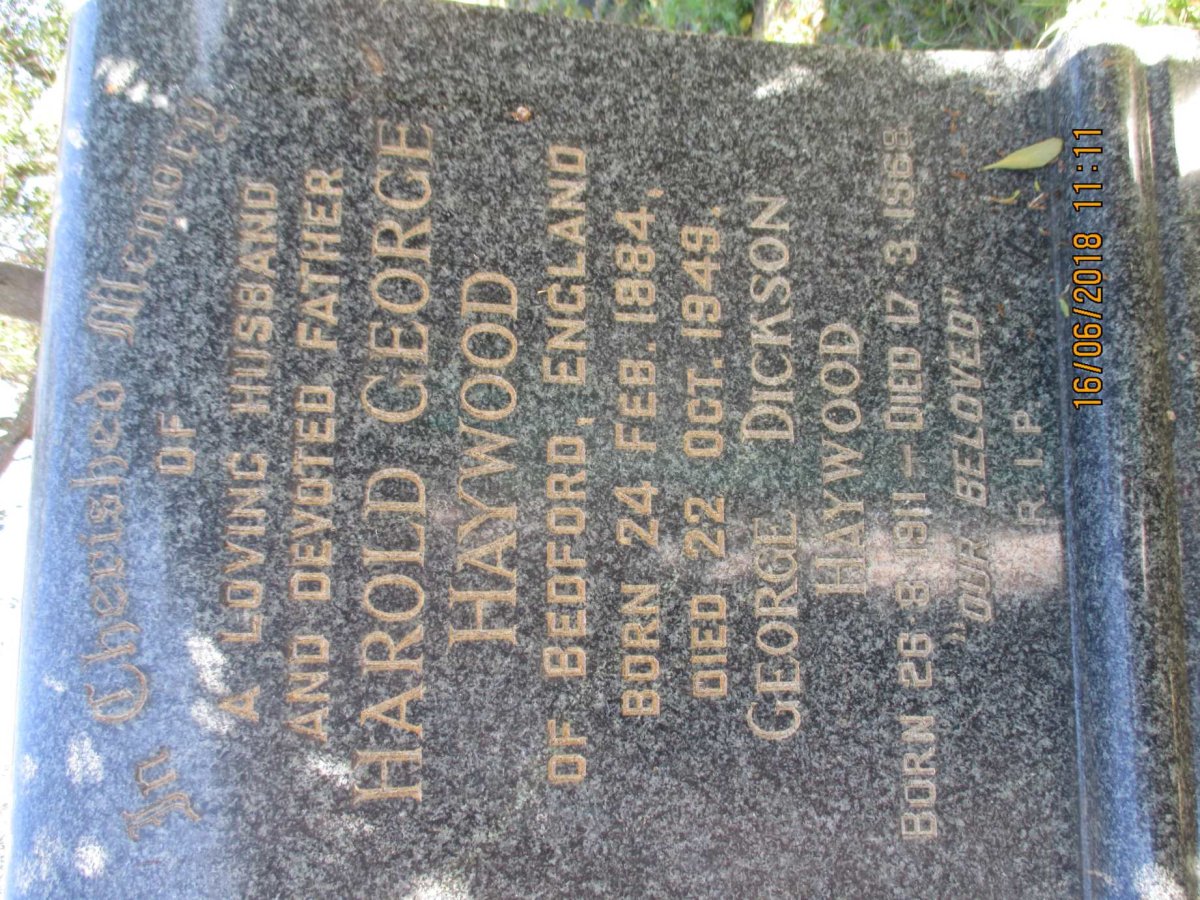 HAYWOOD Harold George 1884-1949 &amp; Isabella DICKSON 1888-1976