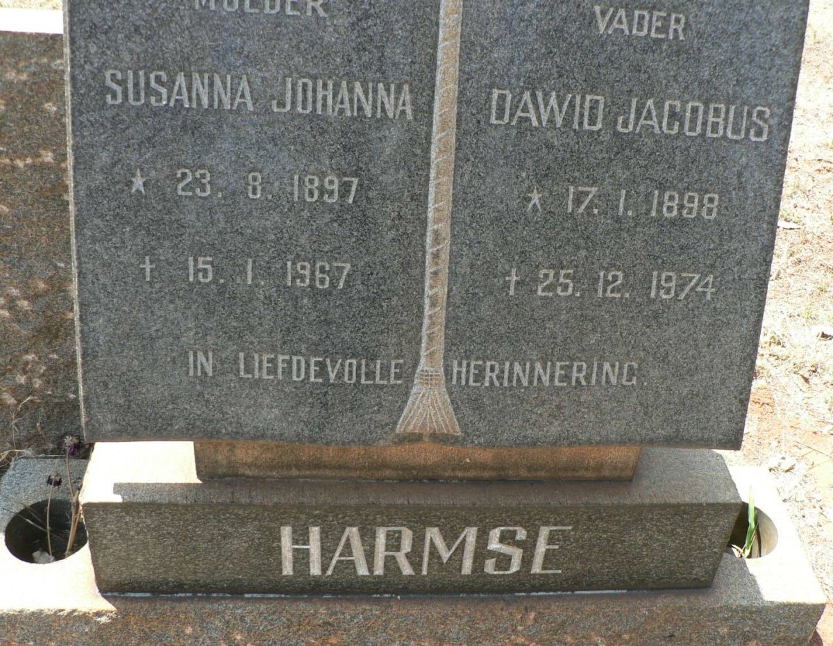 HARMSE Dawid Jacobus 1898-1974 &amp; Susanna Johanna 1897-1967