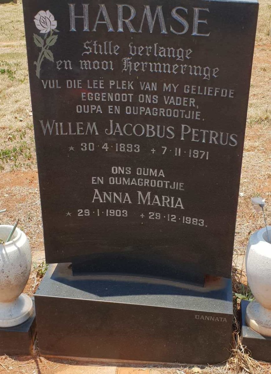HARMSE Willem Jacobus Petrus 1893-1971 &amp; Anna Maria 1903-1983