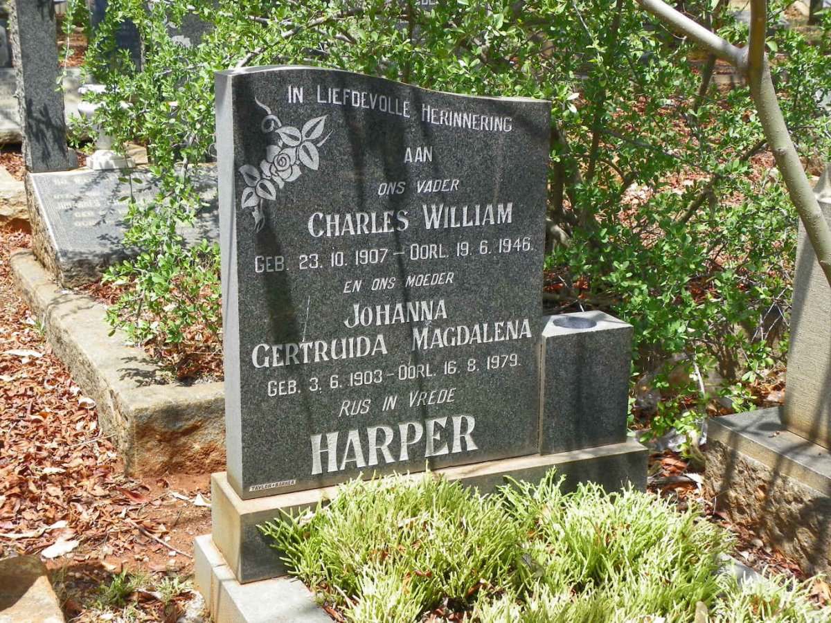 HARPER Charles William 1907-1946 &amp; Johanna Gertruida Magdalena 1903-1979