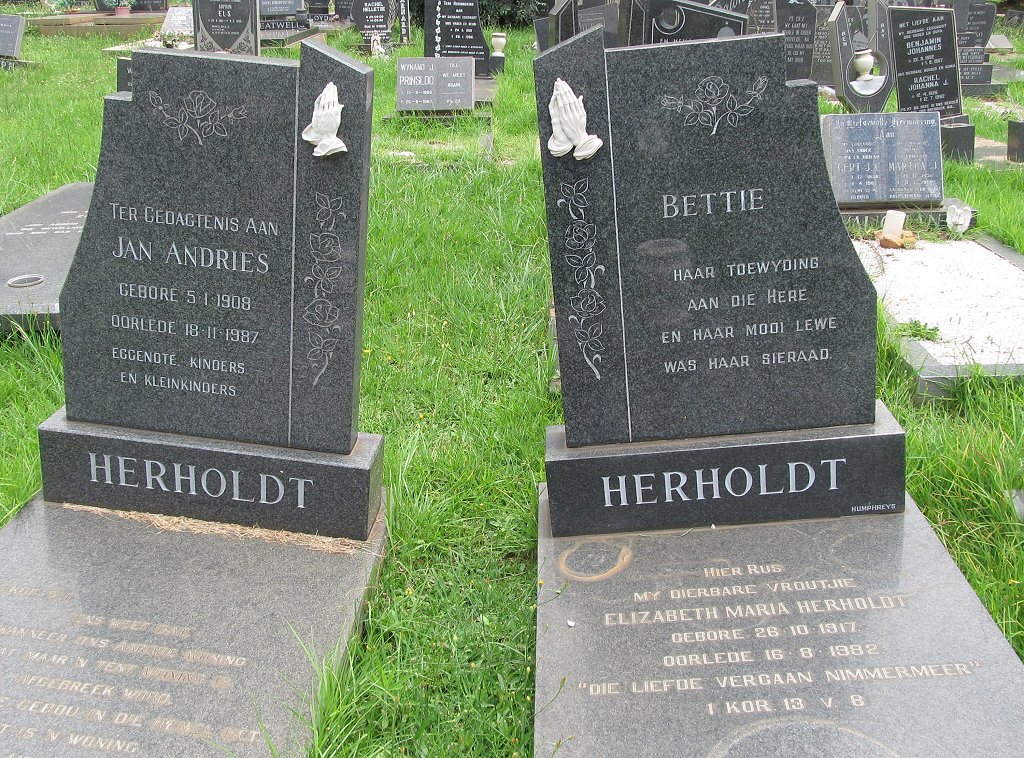 HERHOLDT Jan Andries 1908-1987 &amp; Elizabeth Maria 1917-1982