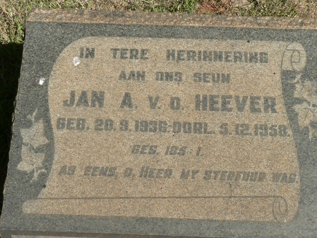 HEEVER Jan A., v.d. 1936-1958