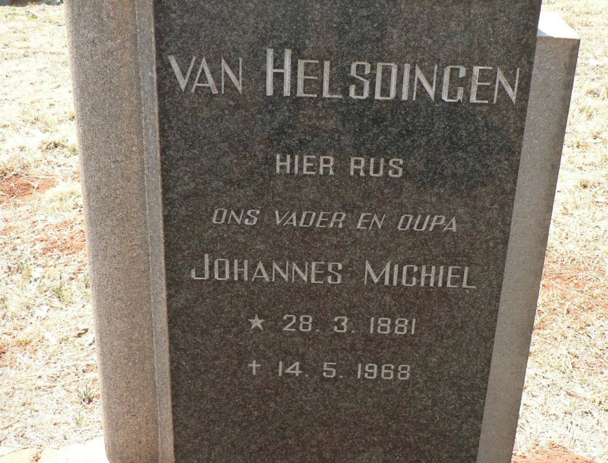 HELSDINGEN Johannes Michiel, van 1881-1968