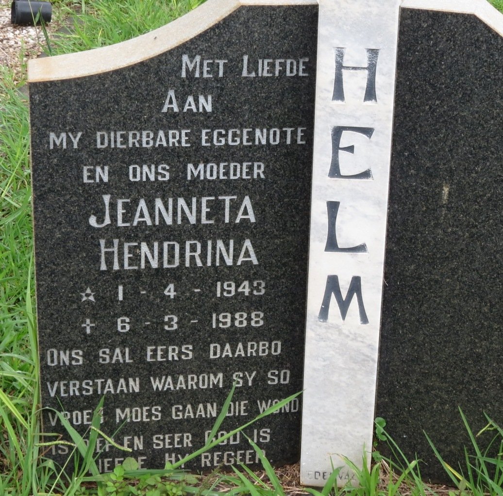HELM Jeanneta Hendrina 1943-1988