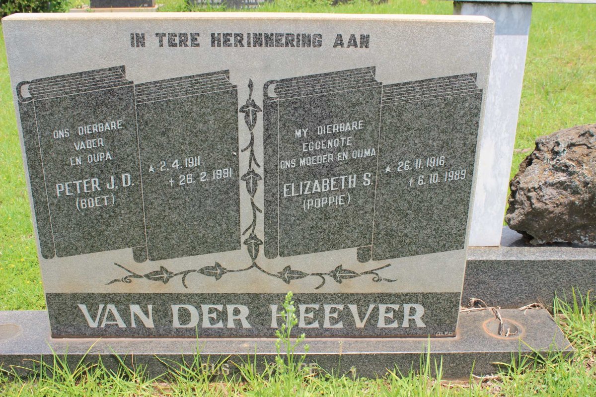 HEEVER Peter J.D., van der 1911-1991 &amp; Elizabeth S. 1916-1989