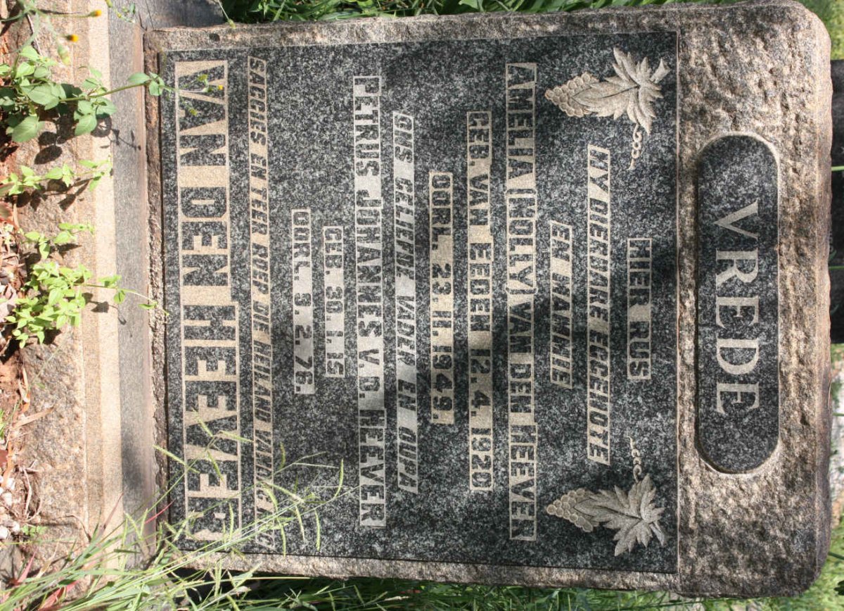 HEEVER Petrus Johannes, van den 1915-1976 &amp; Amelia VAN EEDEN 1920-1949