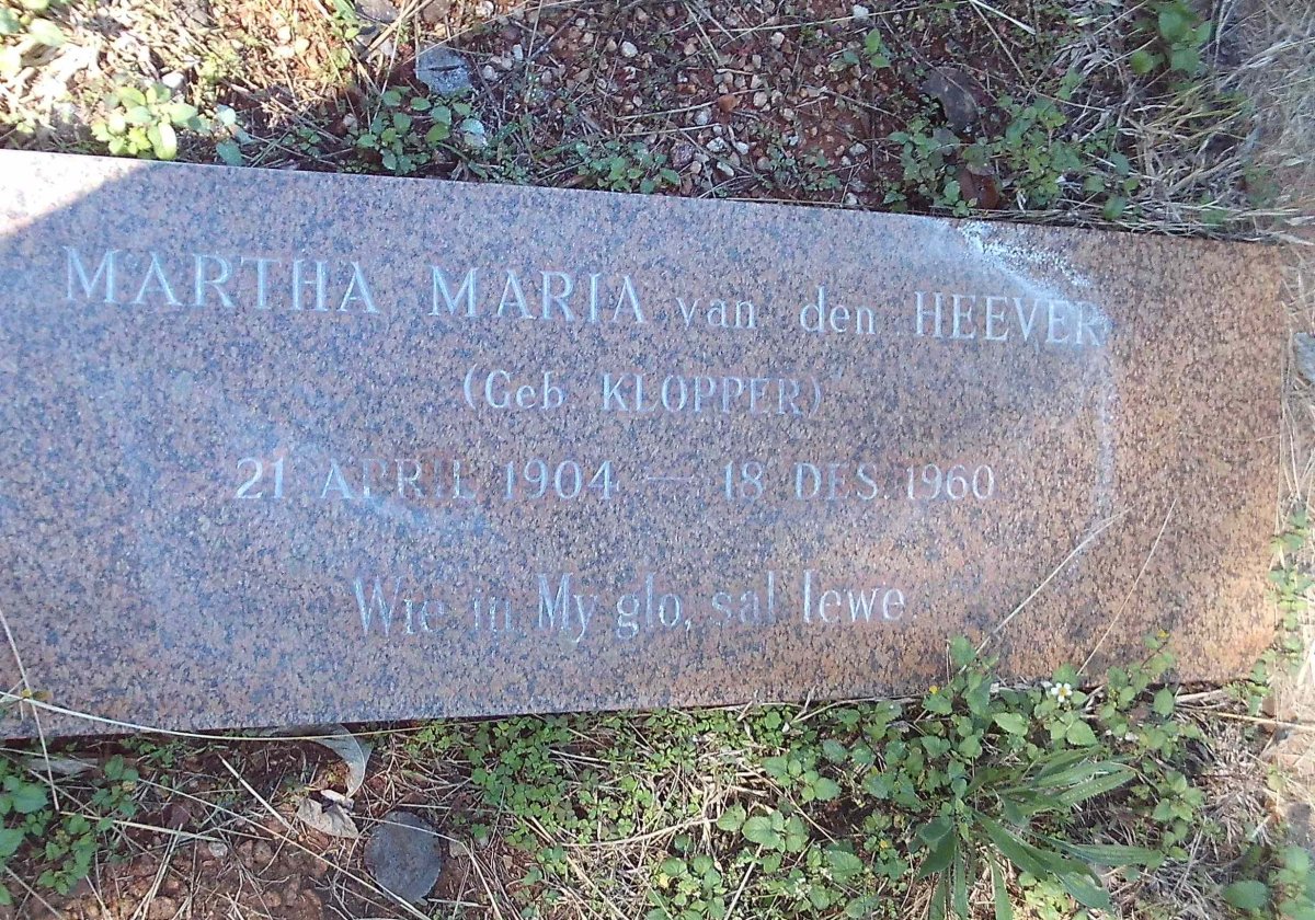 HEEVER Martha Maria, van den nee KLOPPER 1904-1960
