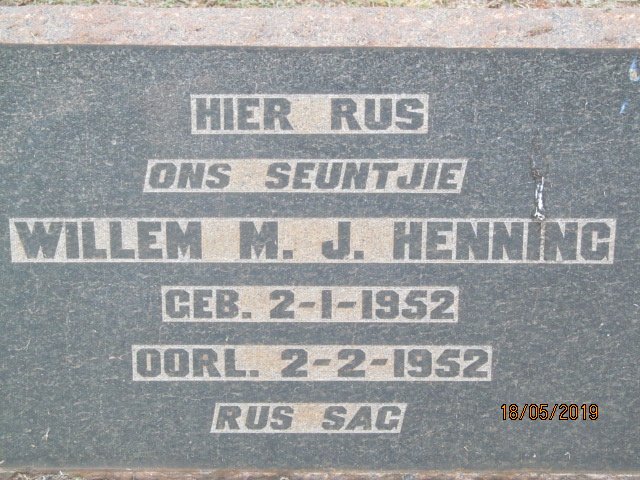 HENNING Willem M.J. 1952-1952