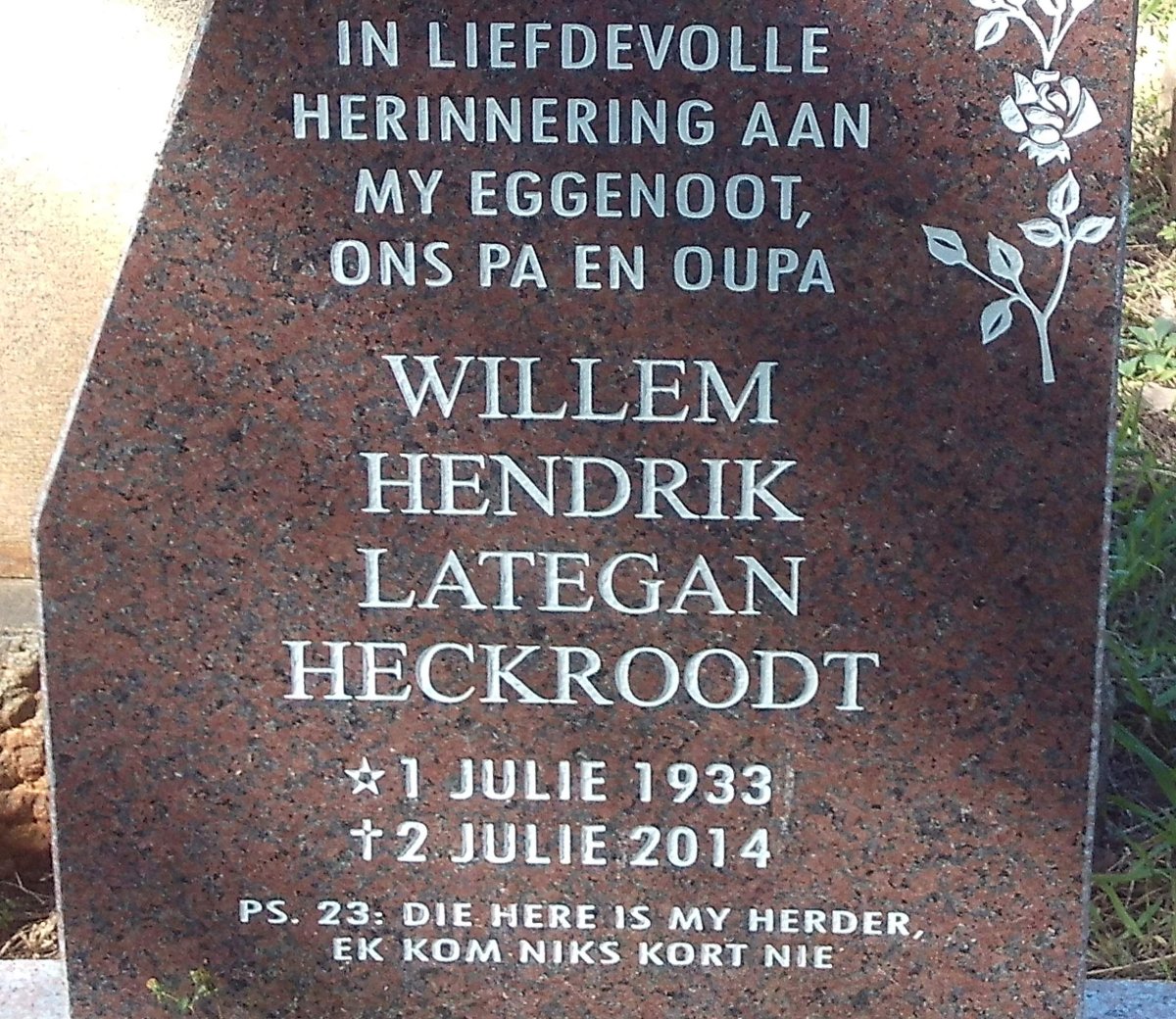HECKROODT Willem Hendrik Lategan 1933-2014