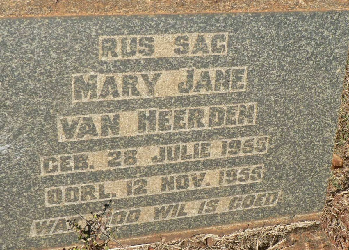 HEERDEN Mary Jane, van 1955-1955