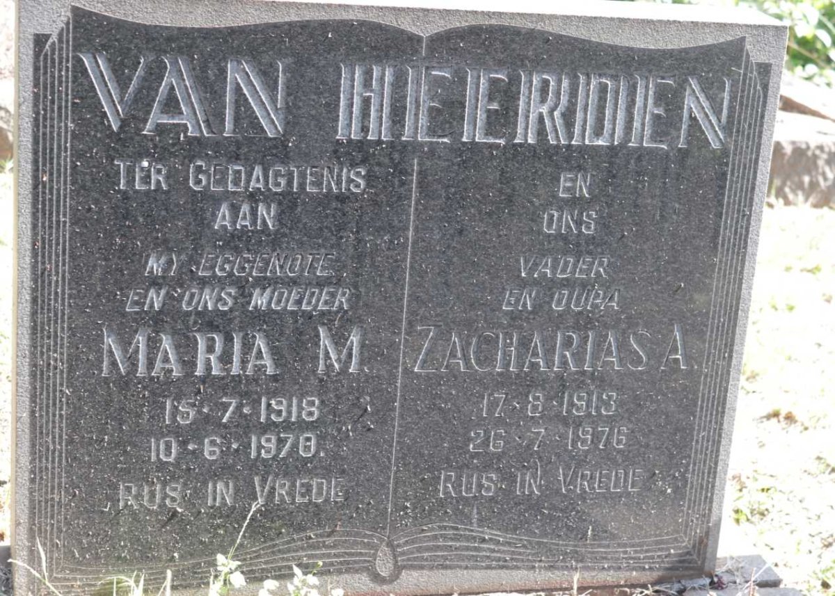 HEERDEN Zacharias A., van 1913-1976 &amp; Maria M. 1918-1970
