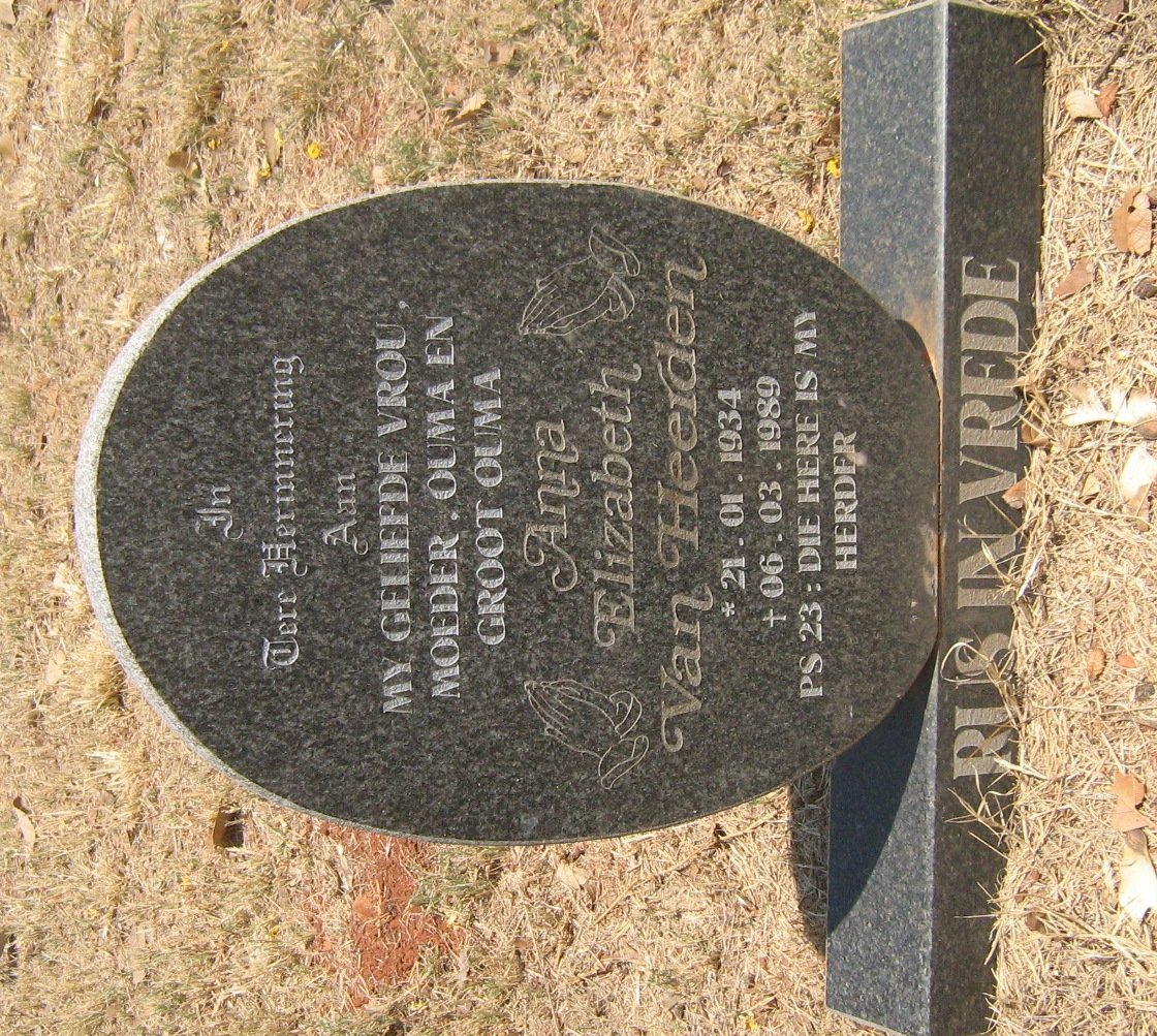 HEERDEN Anna Elizabeth, van 1934-1989
