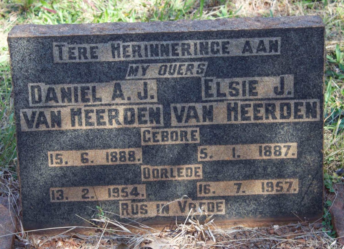 HEERDEN Daniel A.J., van 1888-1954 &amp; Elsie J. 1887-1957