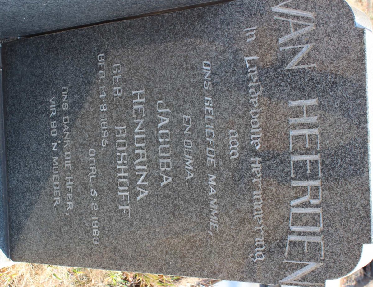 HEERDEN Jacoba Hendrina, van nee BOSHOFF 1895-1963