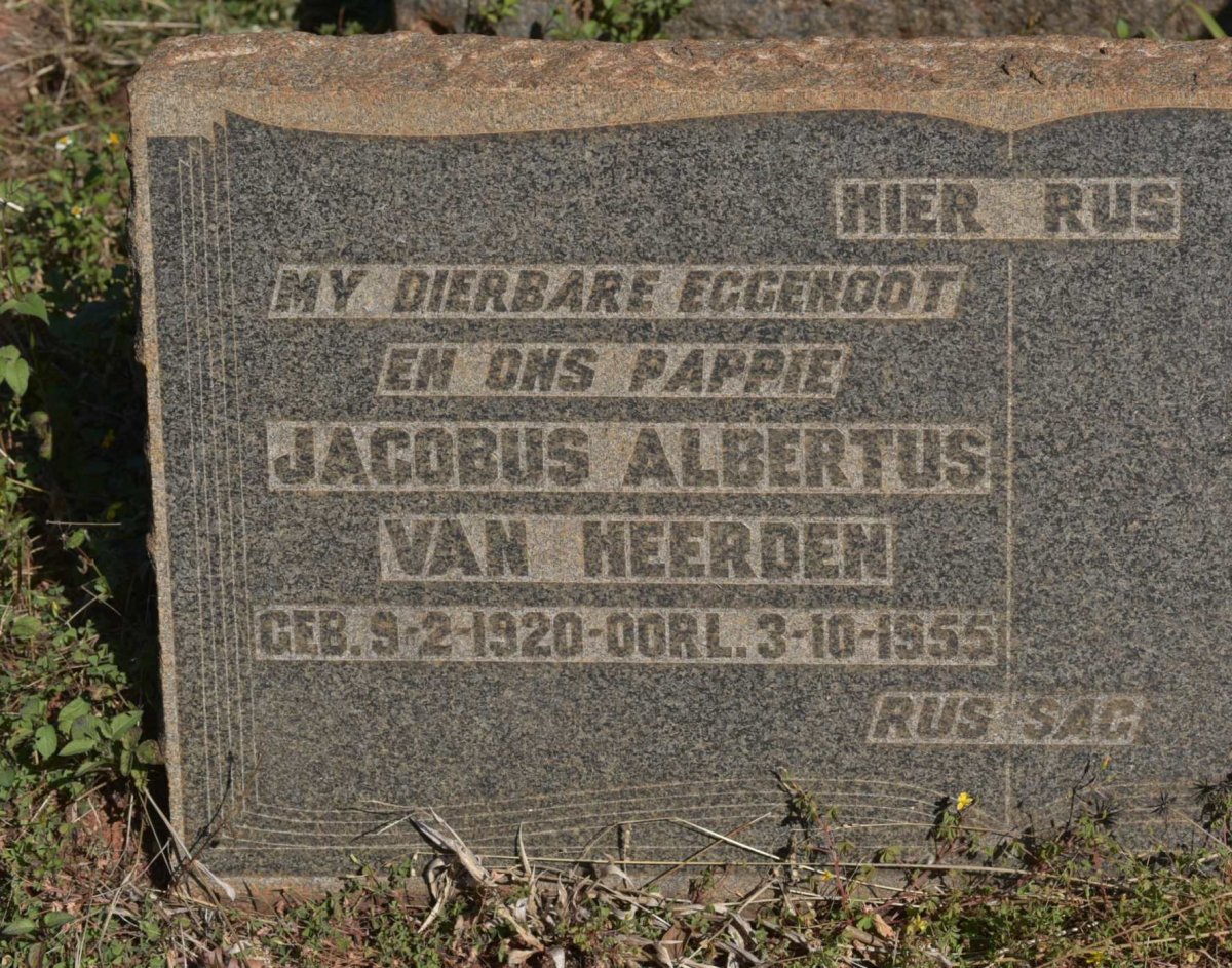 HEERDEN Jacobus Albertus, van 1920-1955