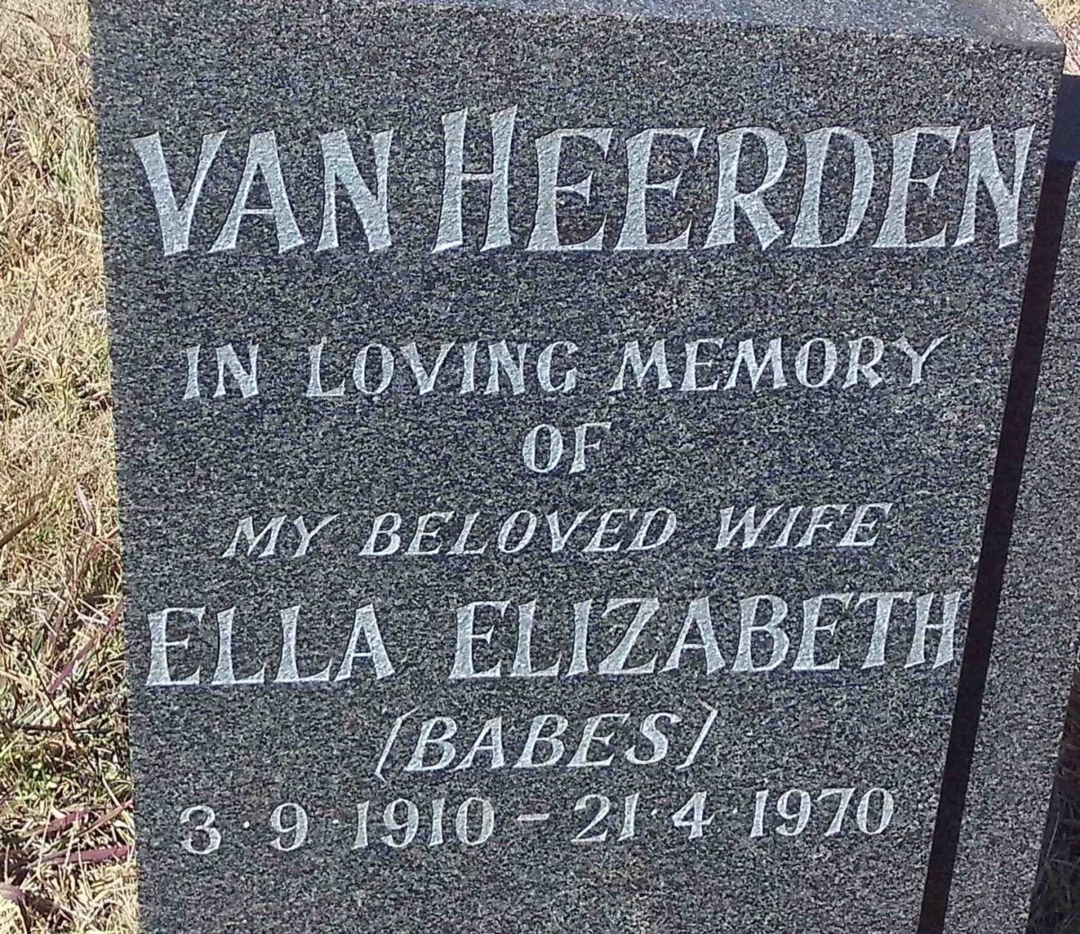 HEERDEN Ella Elizabeth, van 1910-1970