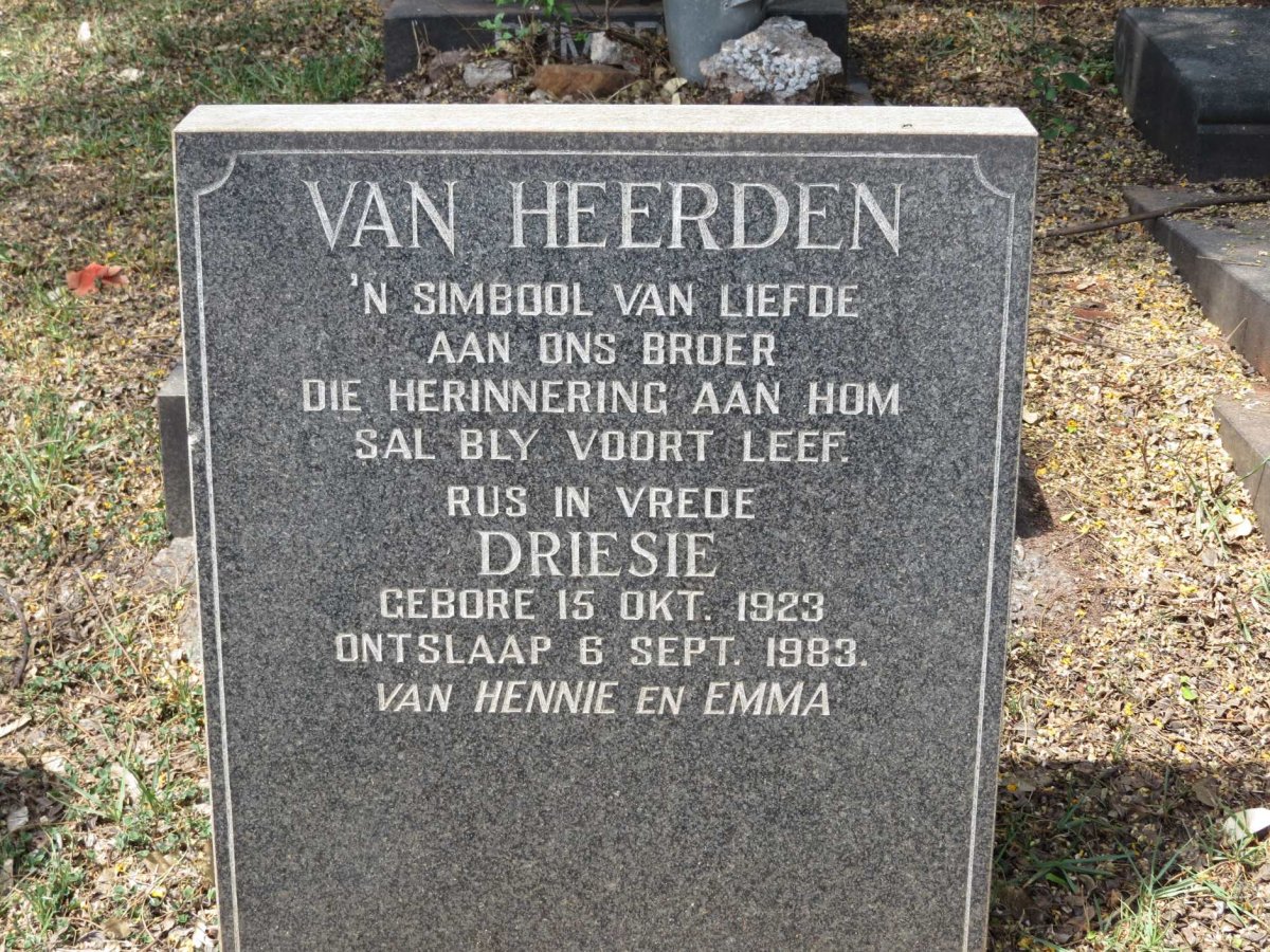 HEERDEN Driesie, van 1923-1983