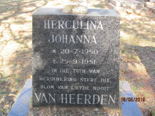 HEERDEN Herculina Johanna, van 1950-1951